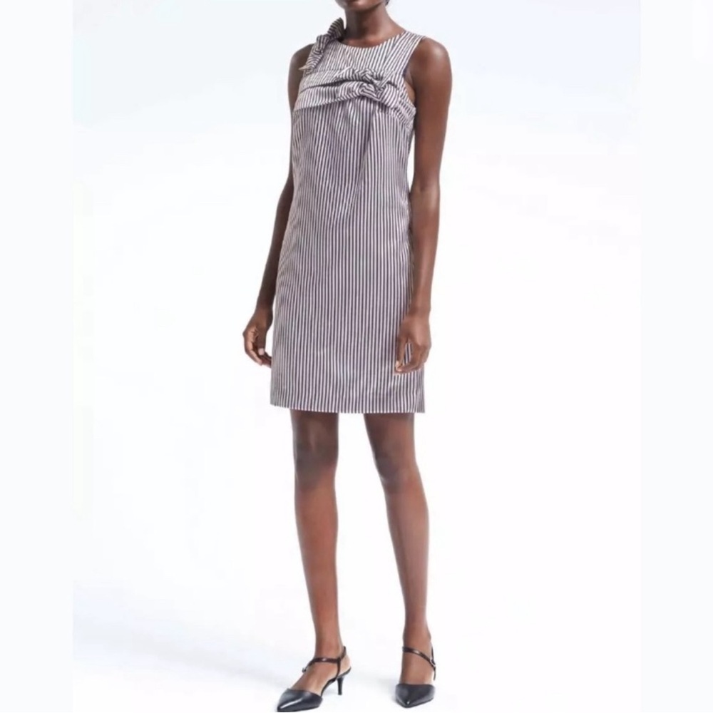 Banana Republic Navy Stripe Double Bow Shift Dress